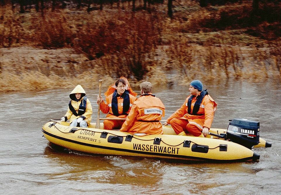 Als Bootsführer beim Nikolausschwimmen 1992