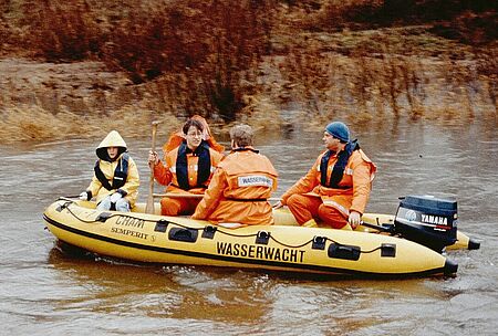 Als Bootsführer beim Nikolausschwimmen 1992